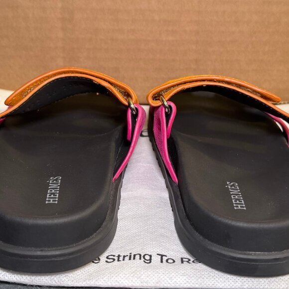 HERMES Suede Women’s Chypre Sandals Rose Chapas Orange Goatskin US 6 / EU 36 - Picture 3 of 10
